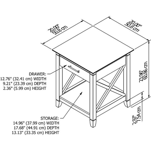 Key West End Table with Storage in Washed Gray