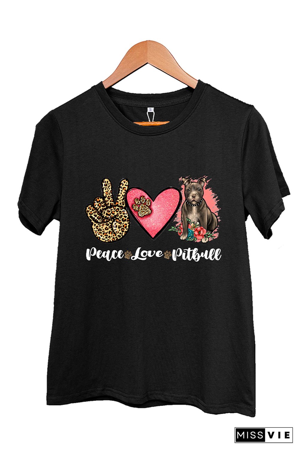 Peace Love Pitbull Short Sleeve Graphic Tee Wholesale