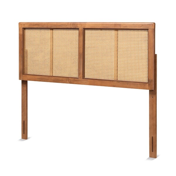 Gilbert Ash Walnut Wood and Synthetic Rattan Headboard - - 32969778