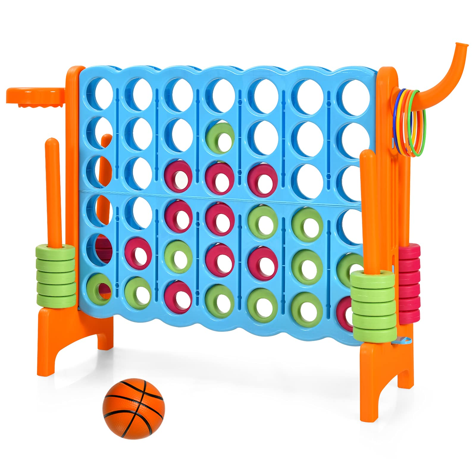 Costzon Giant 4-in-A-Row, Jumbo 4-to-Score Giant Game w/ Basketball Hoop