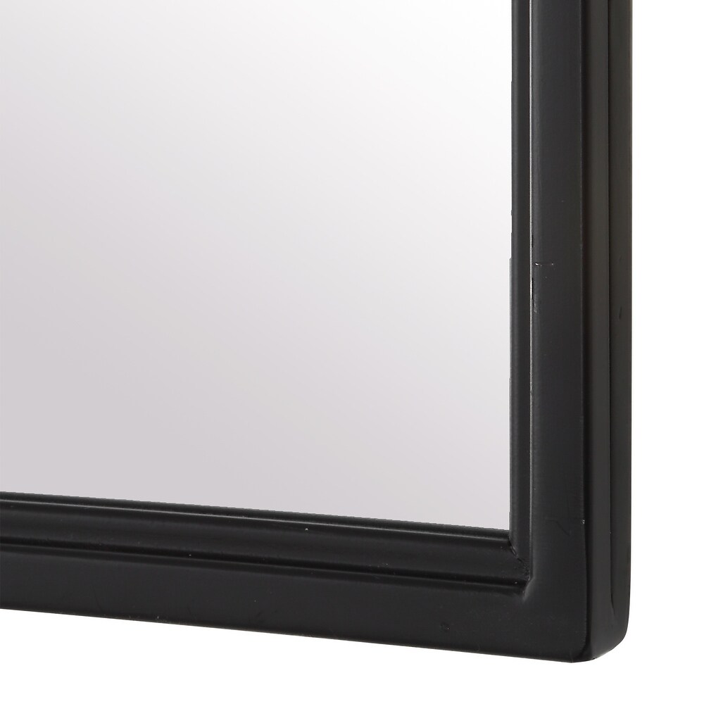 Matte Black Metal Arch Top Wall Mirror   39 x 24 x 1.38