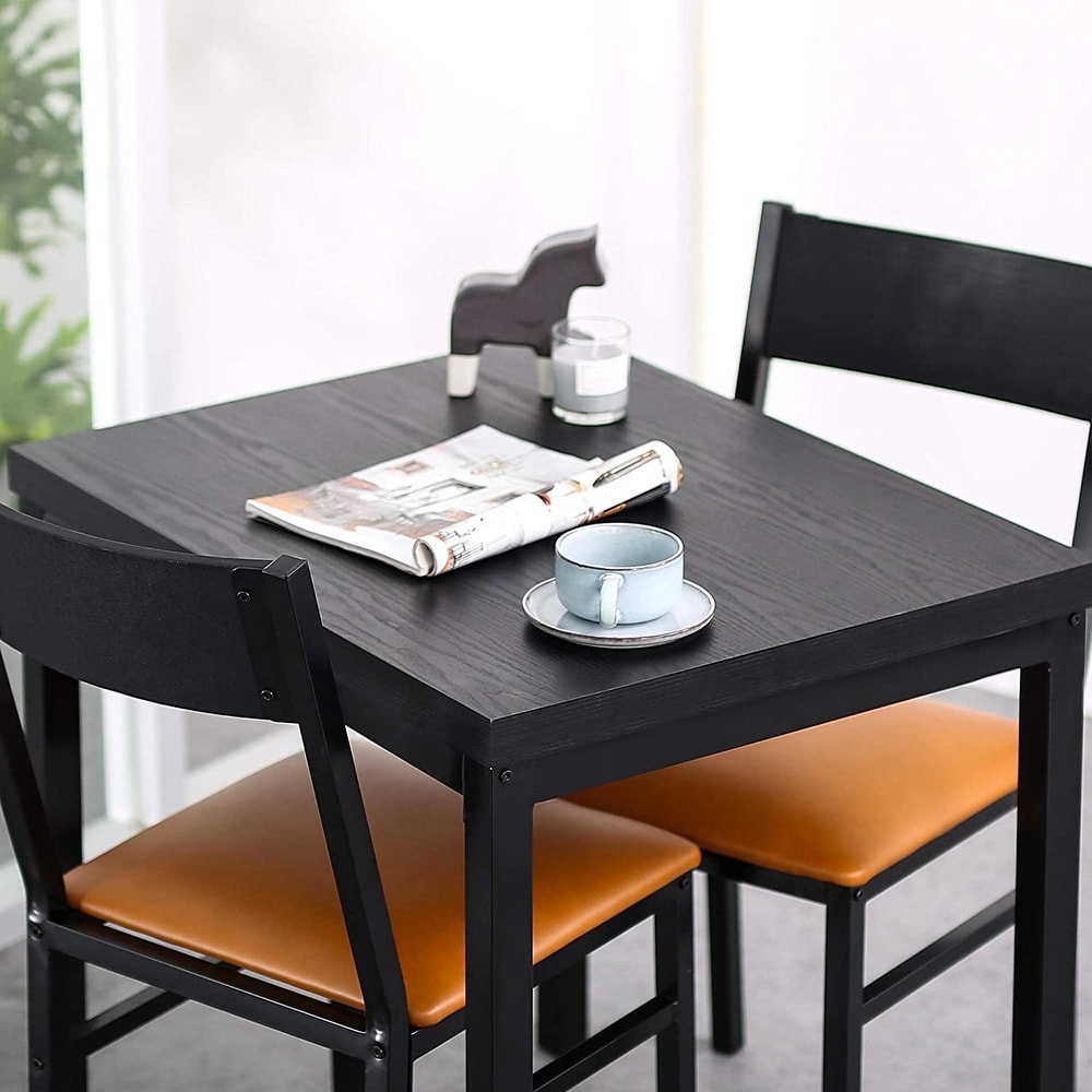 3 Piece Dining Table Set with 2 Cushioned Chairs for Kitchen Apartment