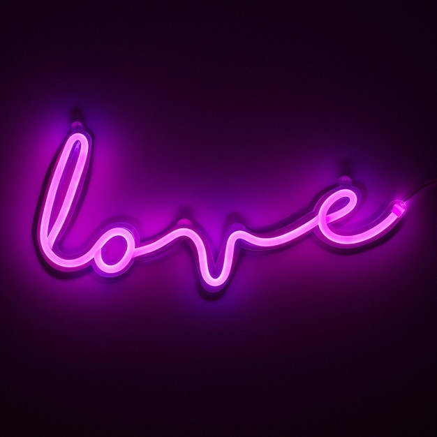 X 7 Led Neon Light Indoor Wall Sign With Line Switch Magenta