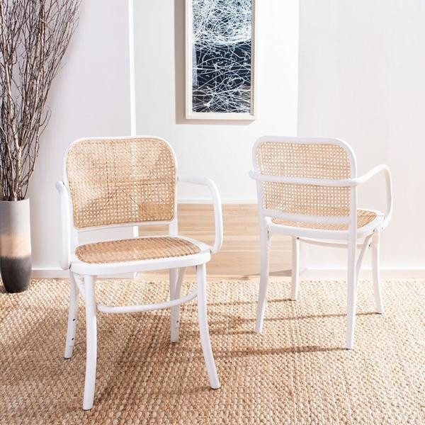 Donna Cane Dining Chair  Set of 2  White/Natural   Tropical   Dining Chairs   by Rustic Home Furniture Deco  Houzz