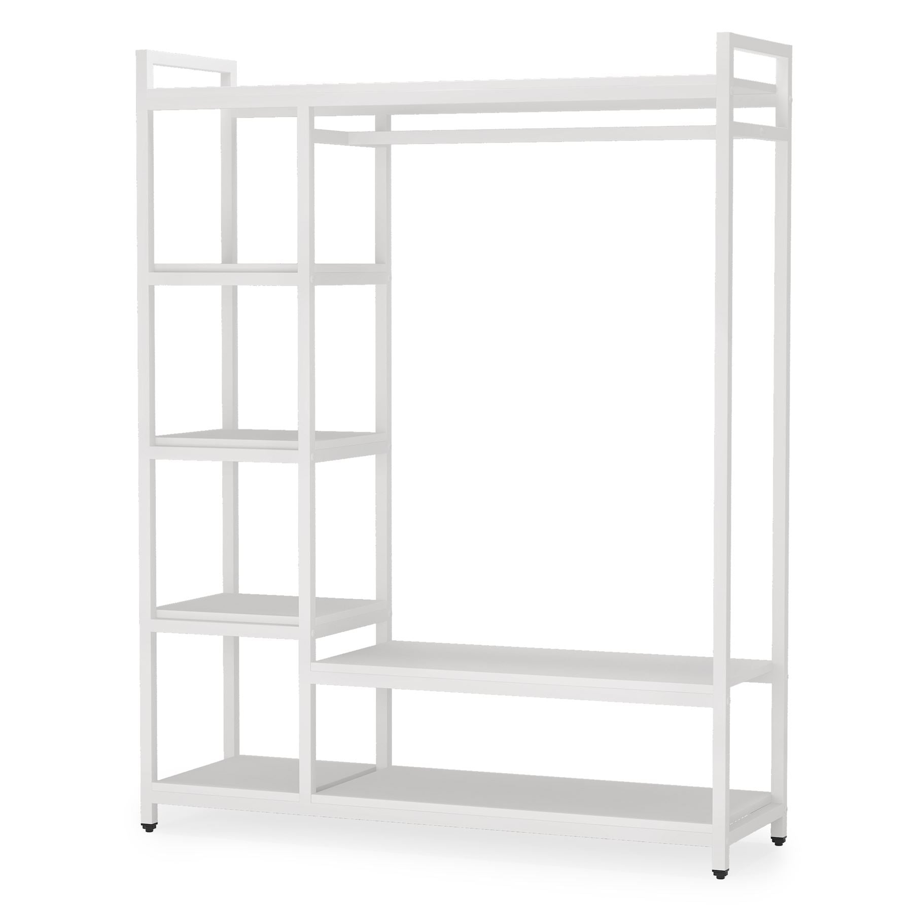 Freestanding Closet Organizer with 6 Shelves and Hanging Bar