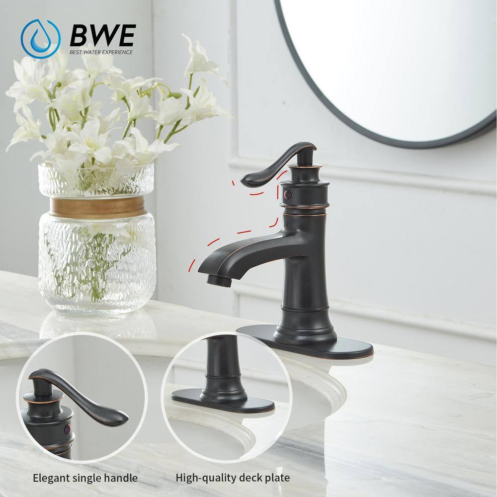 BWE Single Hole Single Handle Low-Arc Bathroom Faucet With Pop-up Drain Assembly in Oil Rubbed Bronze A-96576-ORB