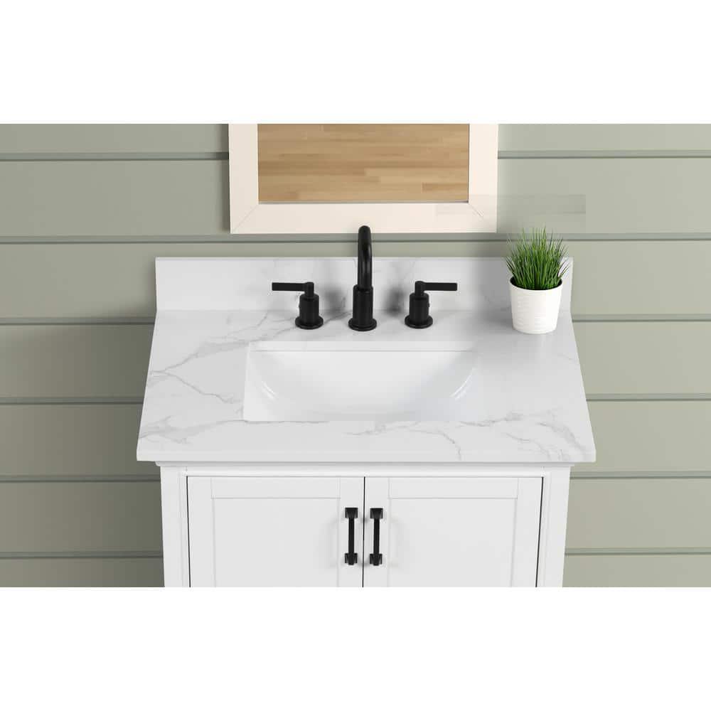 Home Decorators Collection 37 in W x 22 in D x 075 in H Engineered Marble Vanity Top in Calacatta White with White Basin