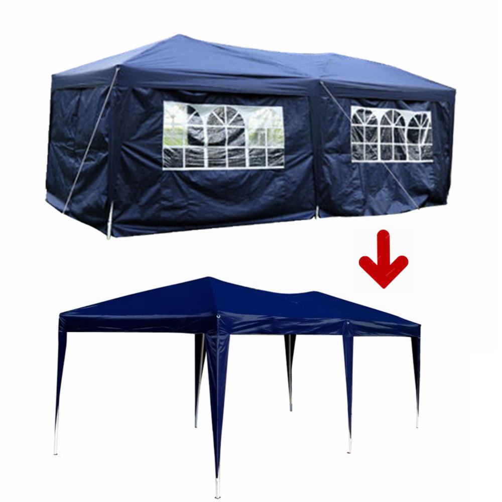 Zimtown 10'x20' Ez Pop up Backyard Canopy Heavy Duty Blue W/6 Sides