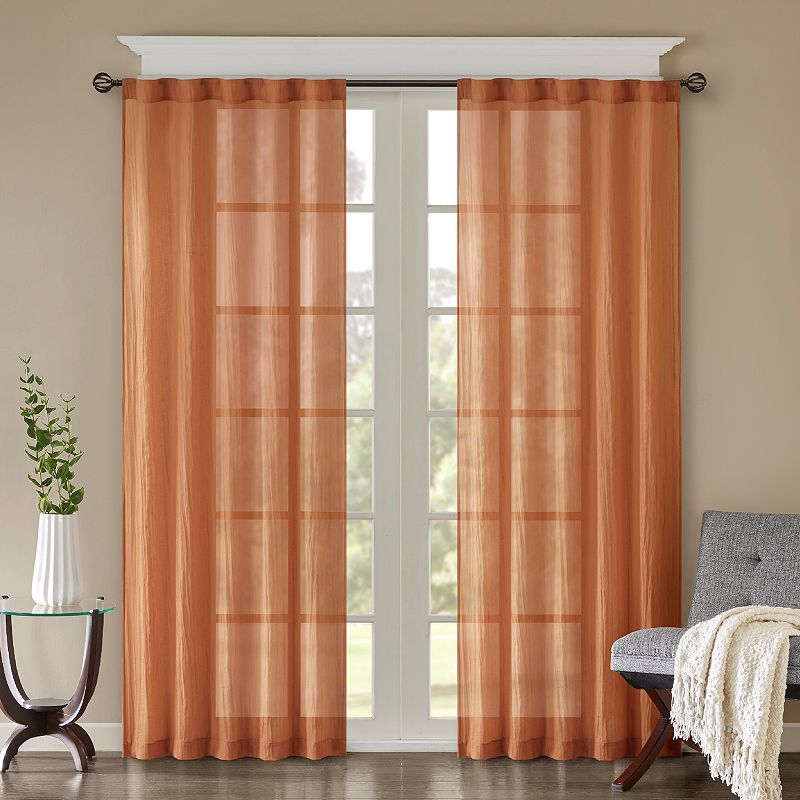 Madison Park 2-pack Kaylee Solid Crushed Sheer Window Curtains