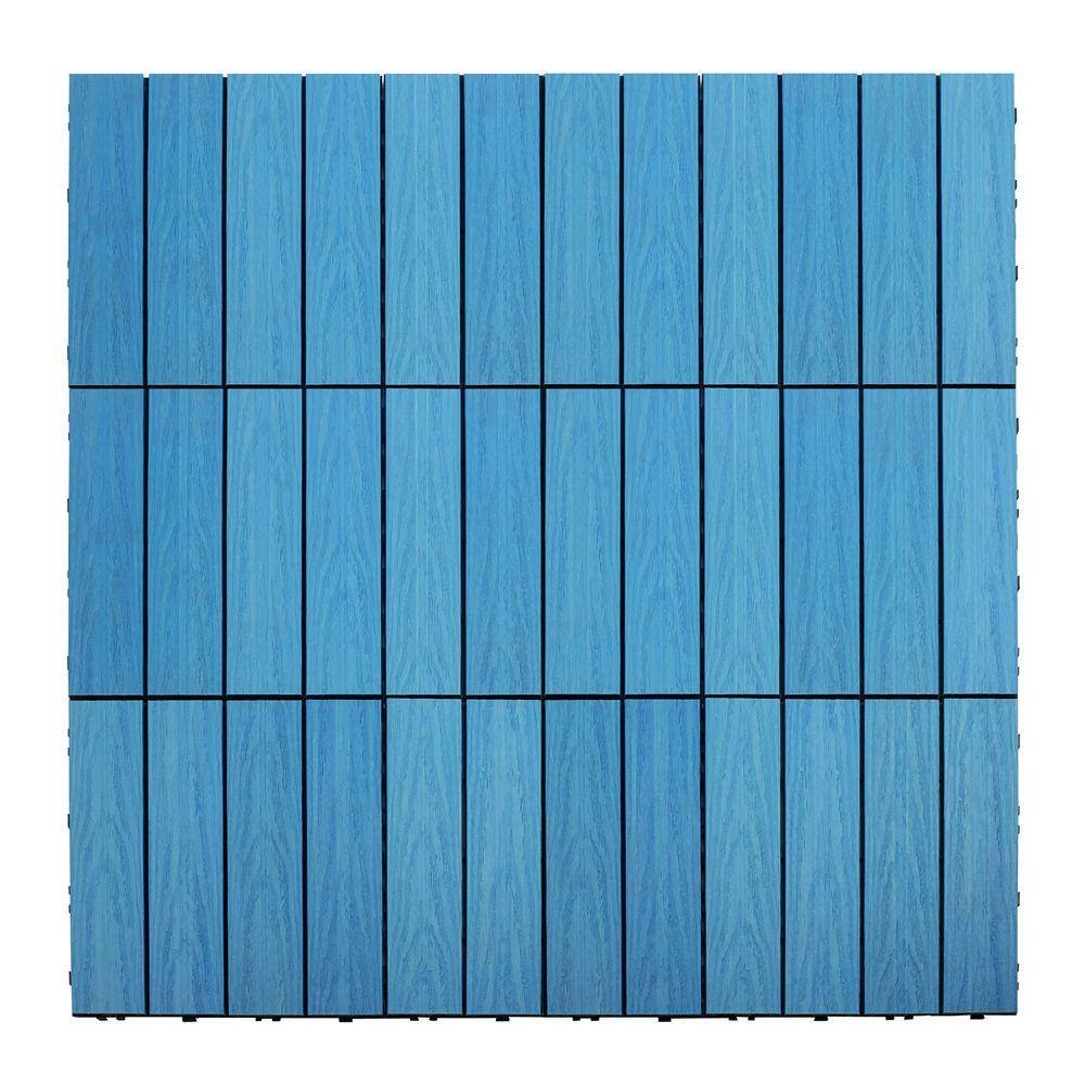 NewTechWood UltraShield Naturale 1 ft. x 1 ft. Quick Deck Outdoor Composite Deck Tile Sample in Caribbean Blue US-QD-ZX-SB-S