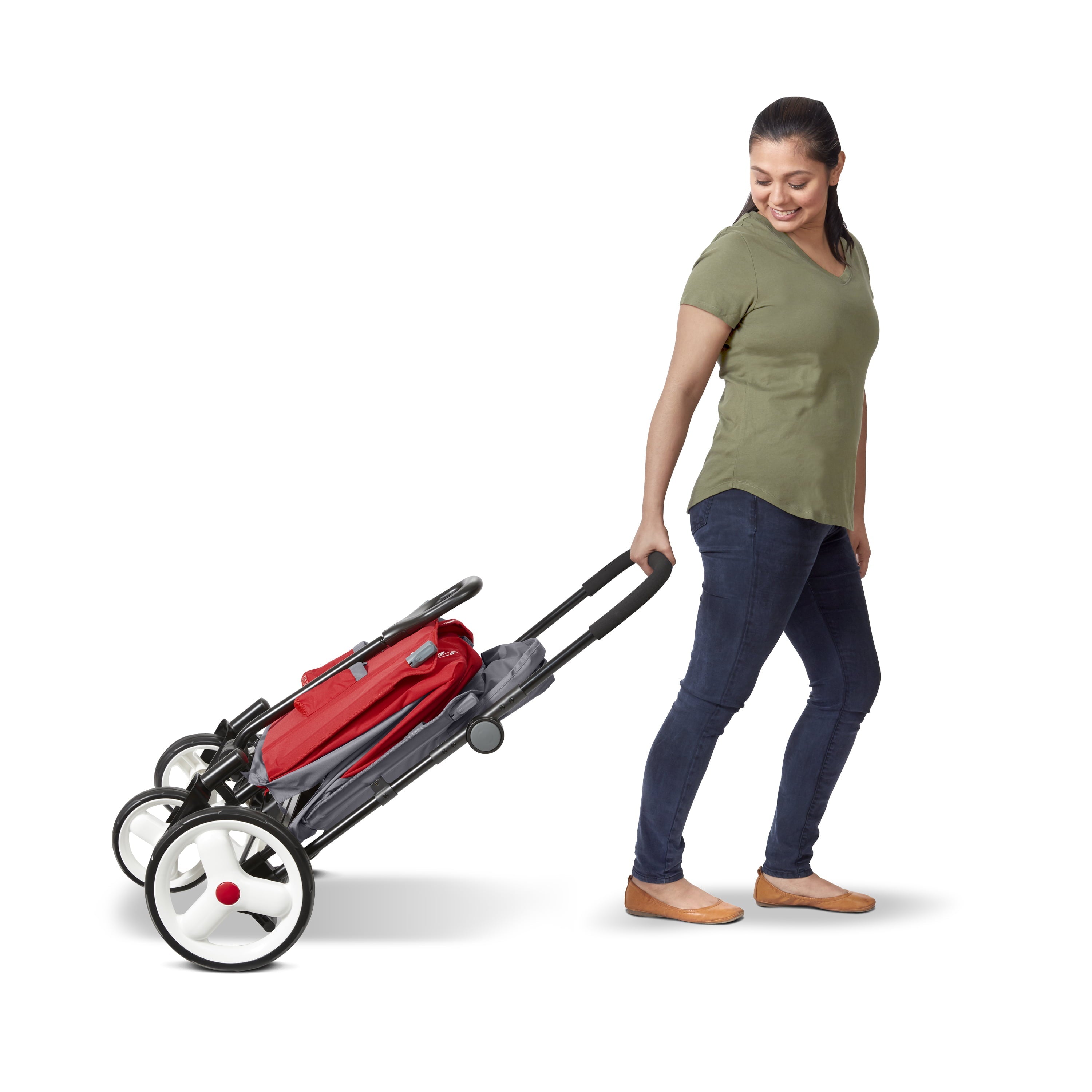 Radio Flyer, Discovery Stroll 'N Wagon with Canopies, Folding Wagon, Gray and Red