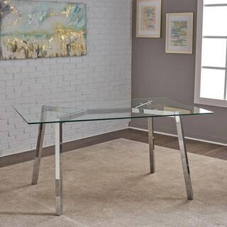 Noble House Zavier Clear Tempered Glass Dining Table 39242