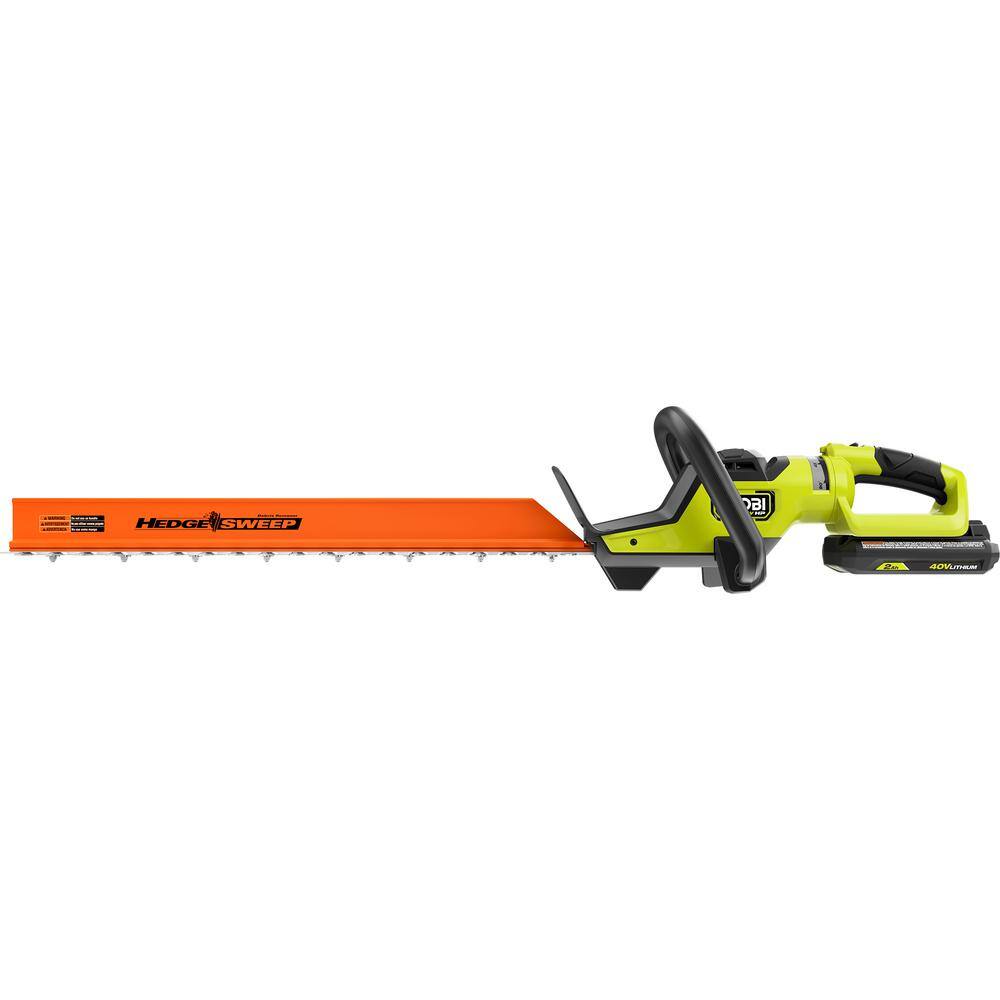 RYOBI 40V HP Brushless 26 in. Cordless Battery Hedge Trimmer with 2.0 Ah Battery and Charger RY40640