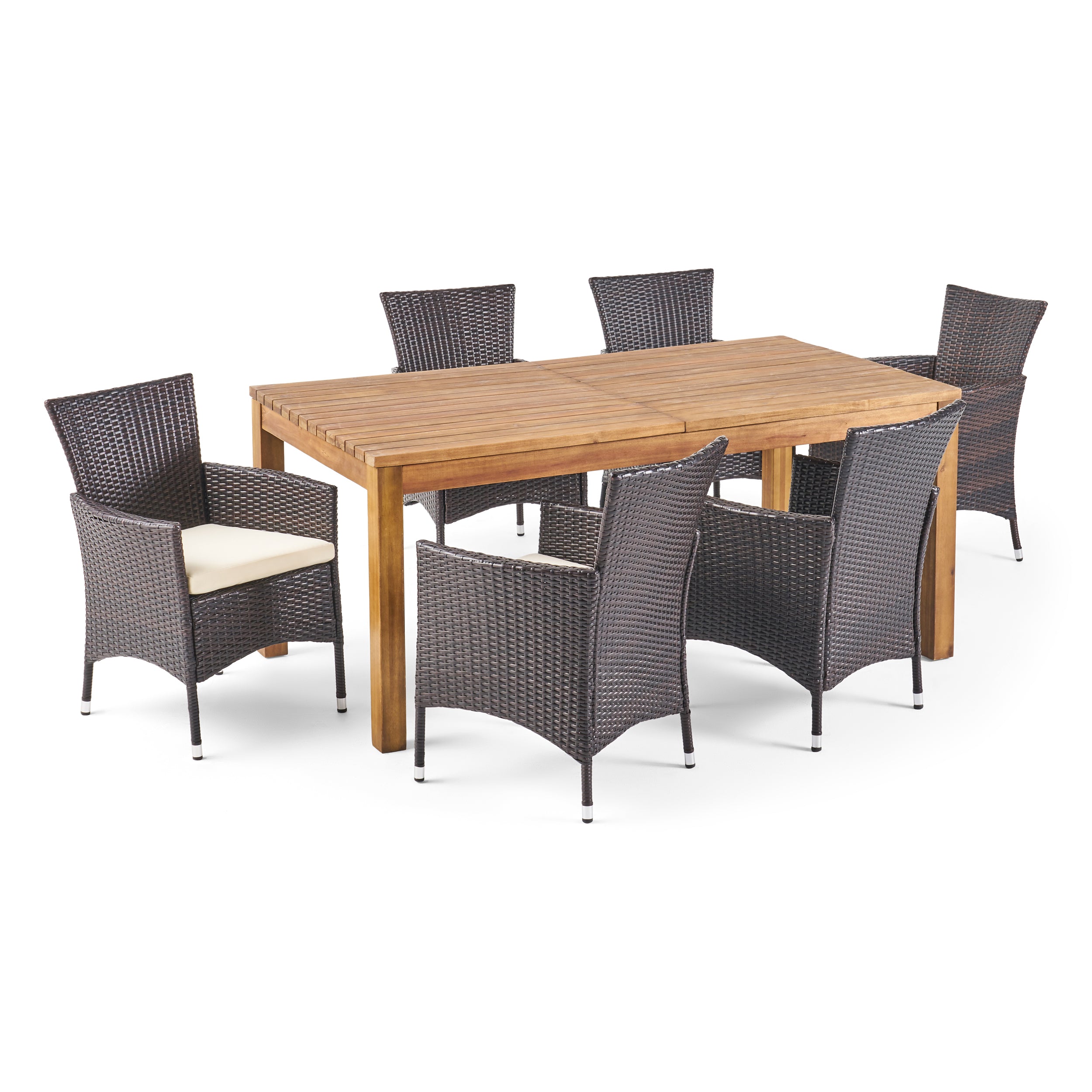 Lorelei Outdoor 7 Piece Wicker Dining Set with Expandable Dining Table