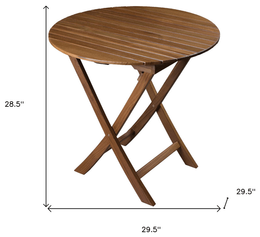 30 quotBrown Rounded Solid Wood Folding Outdoor Side Table   Outdoor Dining Tables   by HomeRoots  Houzz