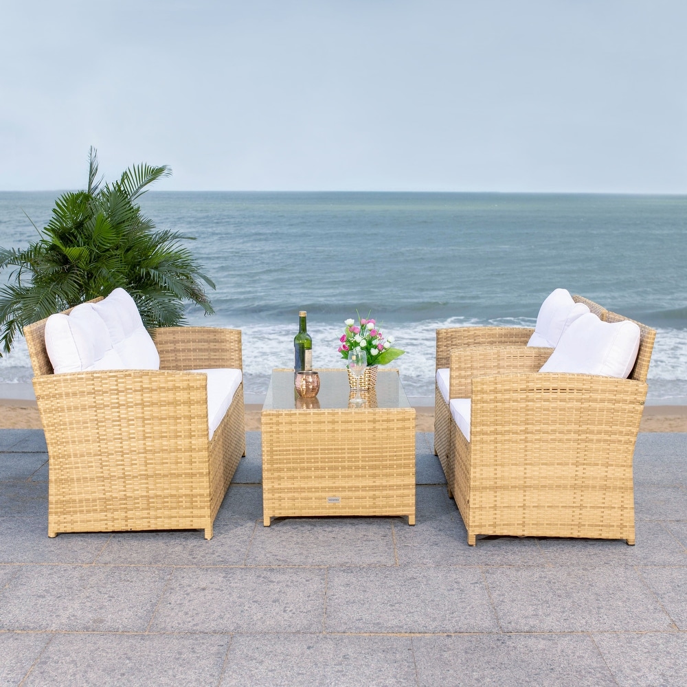 SAFAVIEH Outdoor Vellor 4 Piece Conversation Patio Set.