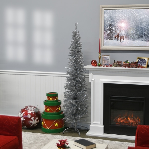 National Tree Company 6 ft. Silver Tinsel ree