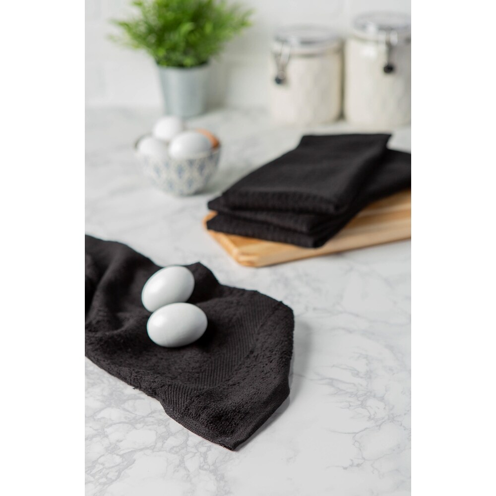 DII Solid Terry Waffle Dishtowel Set of 4