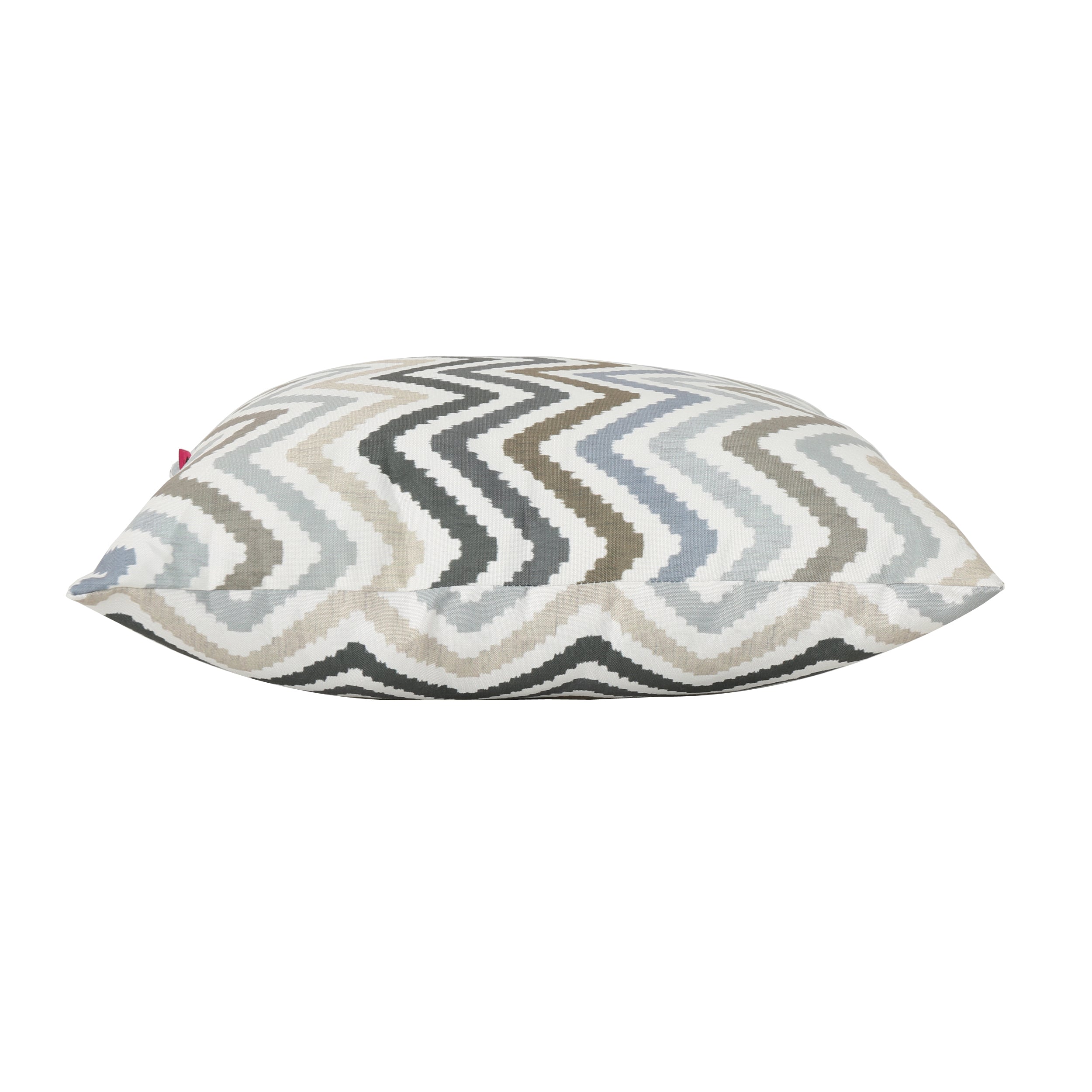 Callon Indoor Grey, Blue, and Brown Zig Zag Striped Water Resistant Square Throw Pillow