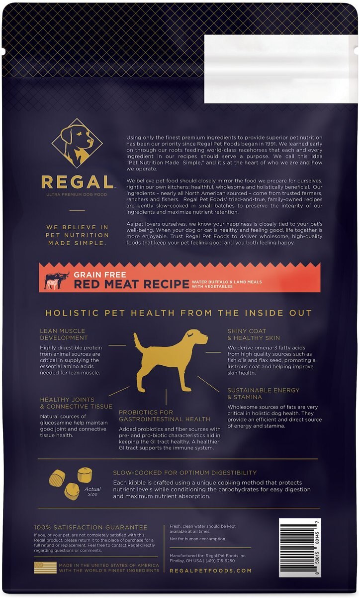 Regal Pet Foods Red Meat Recipe Grain-Free Buffalo and Lamb Meals Dry Dog Food