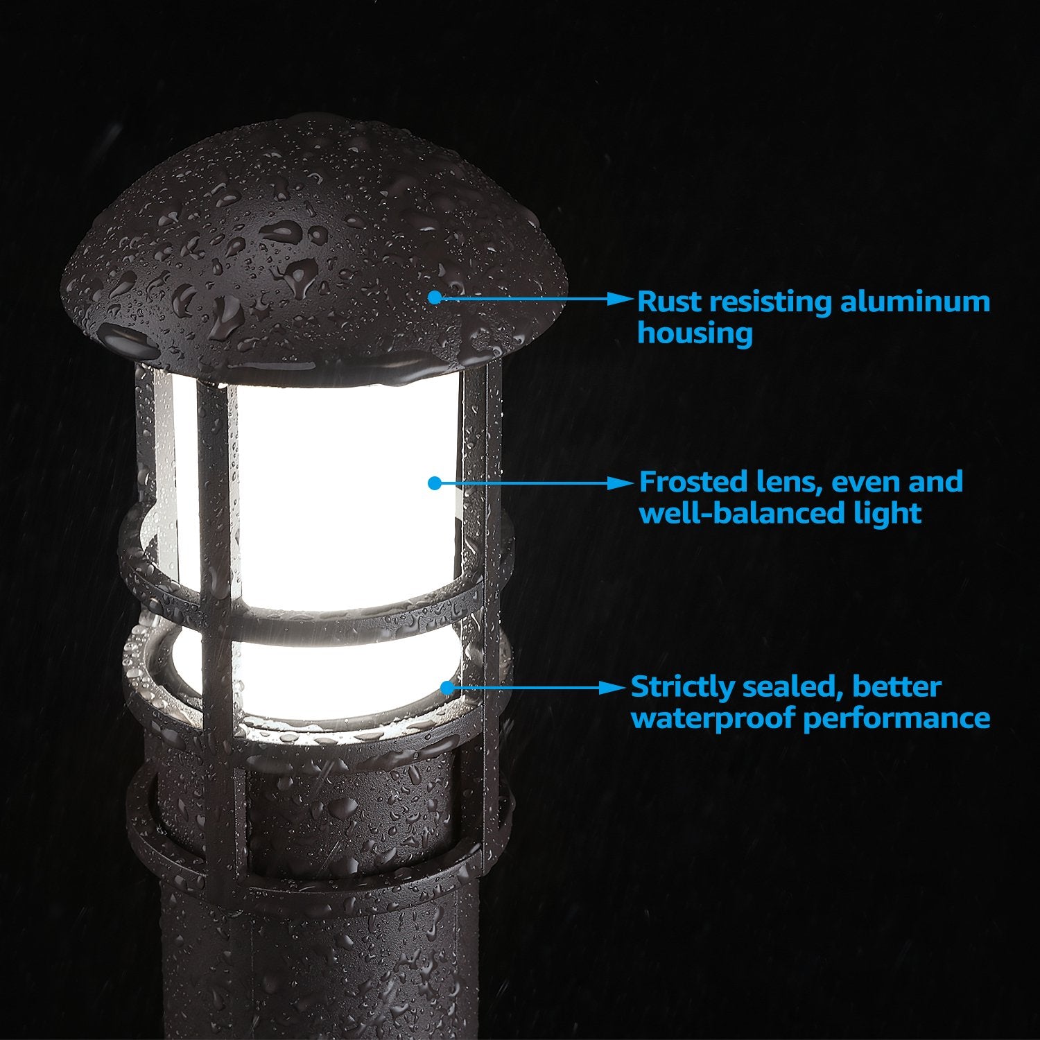 LEONLITE 3W LED Landscape Light， Waterproof， 12V Low Voltage， 5000K Daylight， Aluminum Housing with Ground Stake， 5 Years Warranty， for Outdoor Pathway， Lawn Path， Garden Yard， Pack of 4