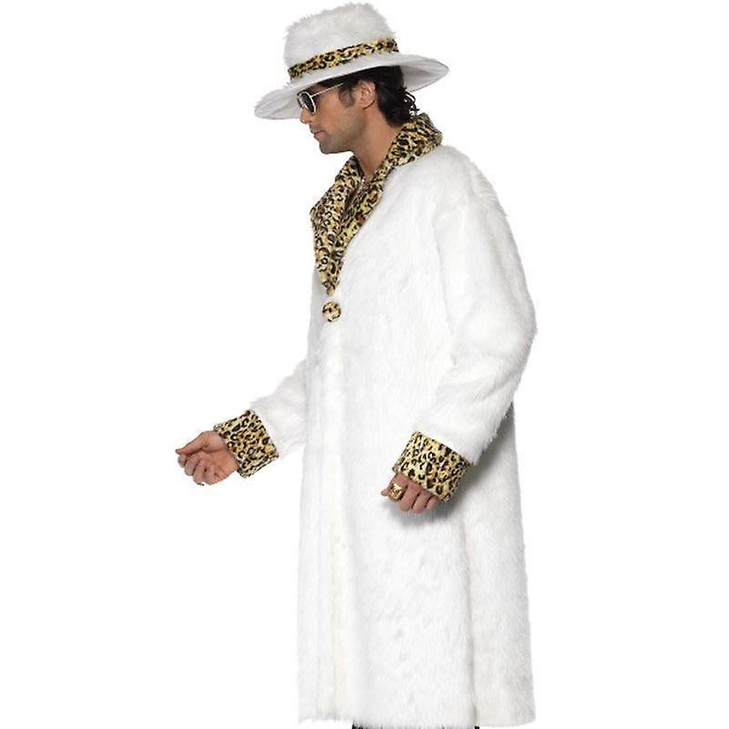 Pimp costume white and leopard skin adult gold 38135m