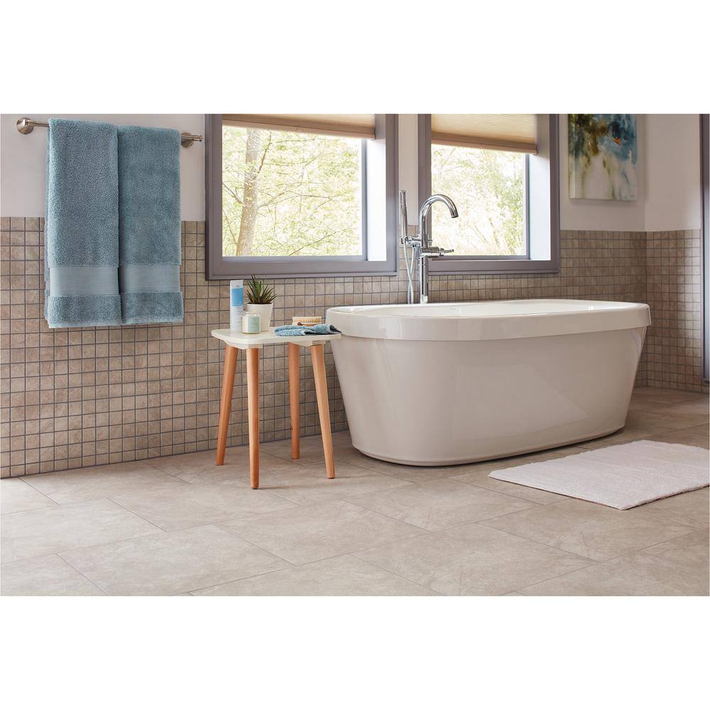 TrafficMaster Portland Stone Gray 18 in. x 18 in. Glazed Ceramic Floor and Wall Tile (17.44 sq. ft.  case) ULMK18181PV