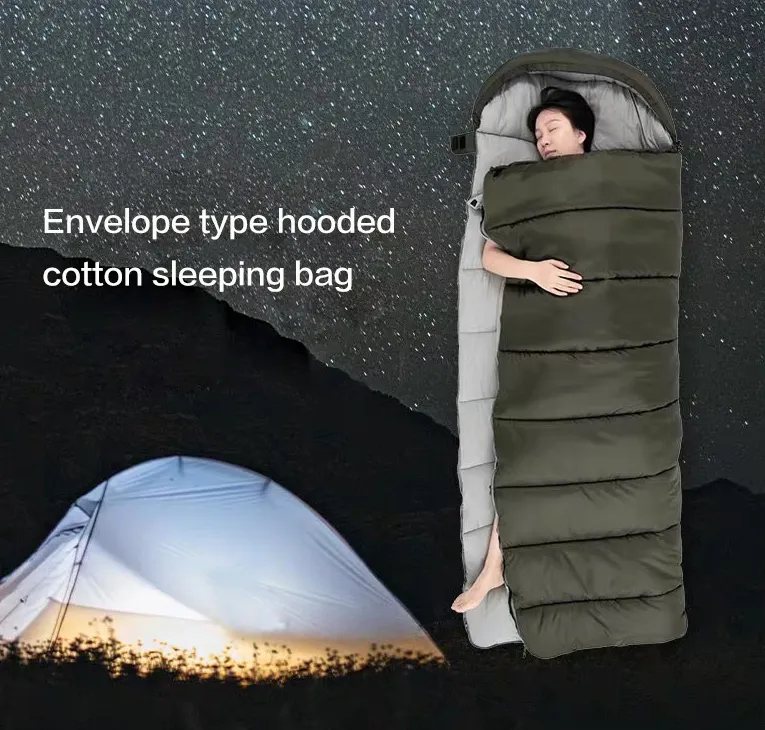 outdoor camping hiking Lightweight Portable Double tent sleeping bag can be spliced new envelope cotton sleeping bag with hood