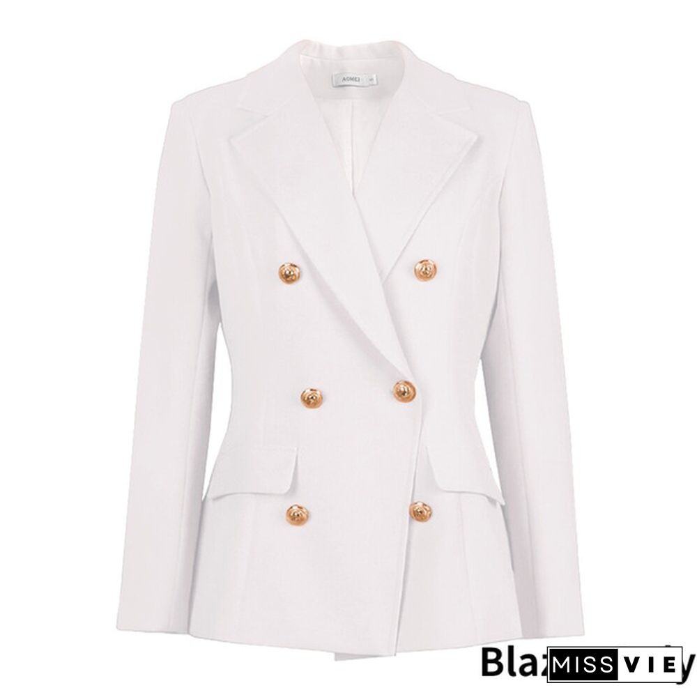 Women 2 Piece Elegant Women Blazer Sets Buttons White Wide Leg Pant Suits Fashion Casual Professional Party Office Business Outfits