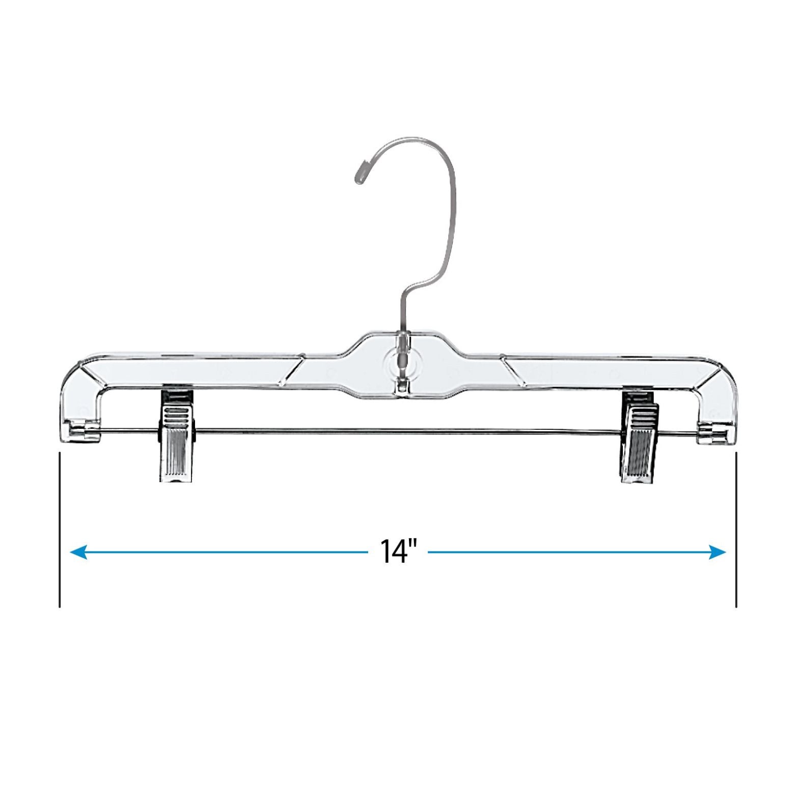 14 inch Clear Plastic Skirt and Pants Hangers - Pack of 20