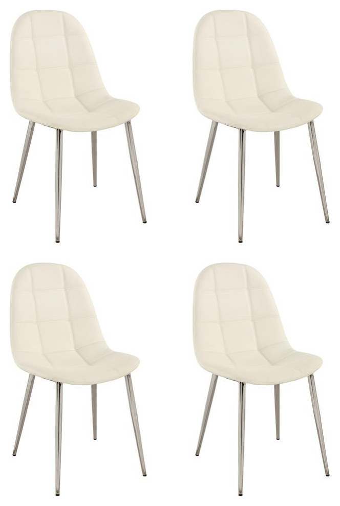 Waffle Tufted Side Chair With Bucket Seat    Set Of 4  White   Midcentury   Dining Chairs   by Homesquare  Houzz