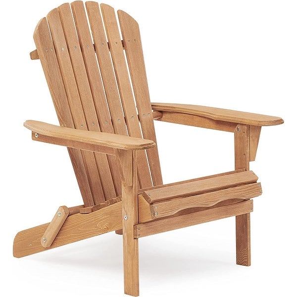 Wooden Outdoor Folding Adirondack Chair Set of 2 Wood Lounge Patio Chair for Garden