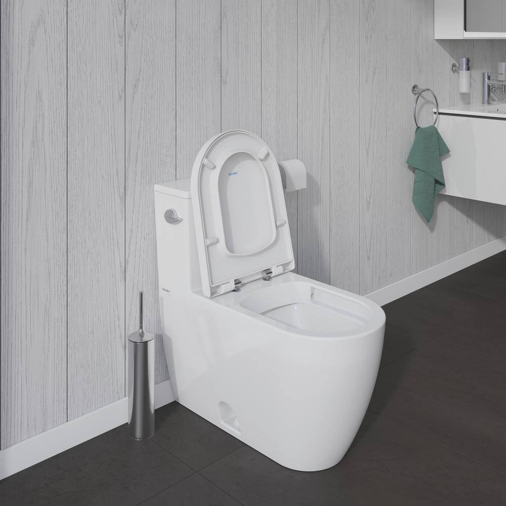 Duravit ME by Starck 1-piece 1.28 GPF Single Flush Elongated Toilet in. White (Seat Not Included ) 2185010002