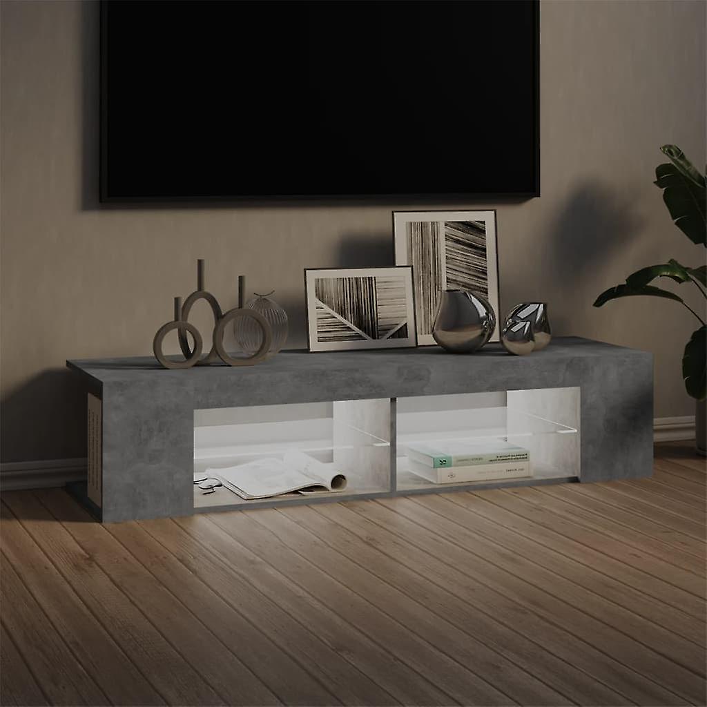 Tv Cabinet With Led Lights Concrete Grey 135x39x30 Cm