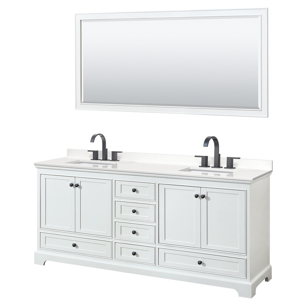 Deborah 80 inch Double Vanity  Quartz Top  70 inch Mirror