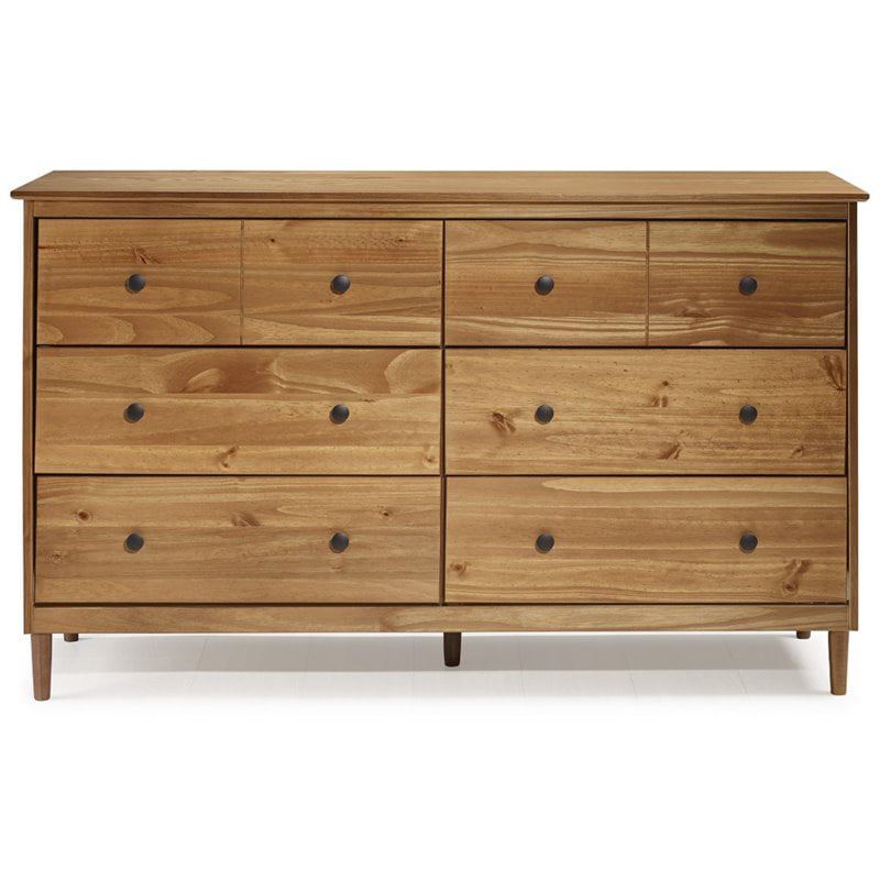 6 Drawer Solid Wood Dresser in Caramel