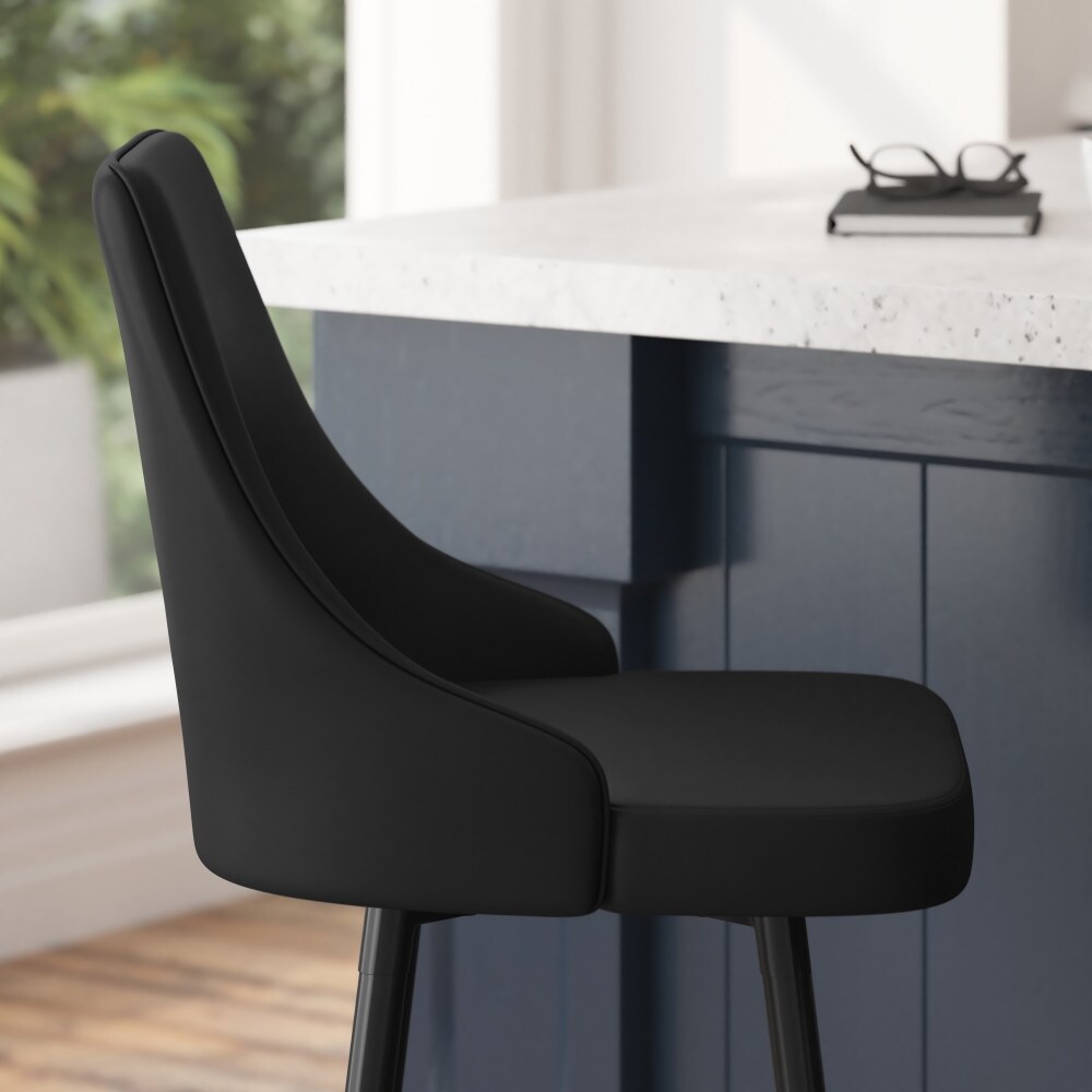 Armless Upholstered Counter Stools with Accented Metal Frames