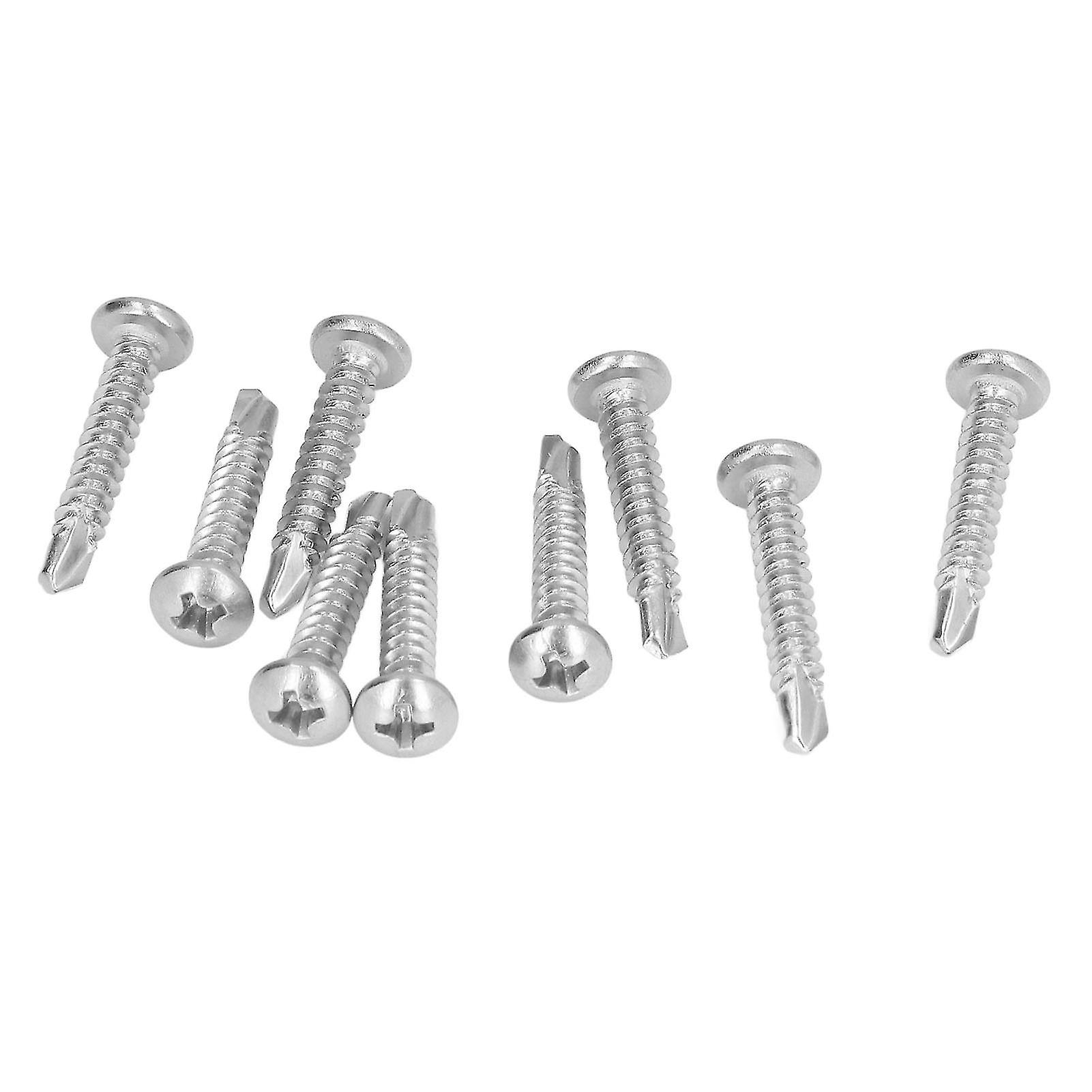 100Pcs Self Drilling Screw Stainless Steel Cross Round Head M4.2x25 Fastener Set Kit