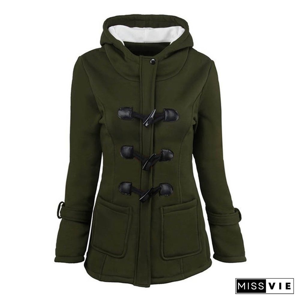 HOT Winter Women's Fashion Claw Clasp Wool Blended Classic Pea Warm Coat Jacket Plus Size XS-6XL