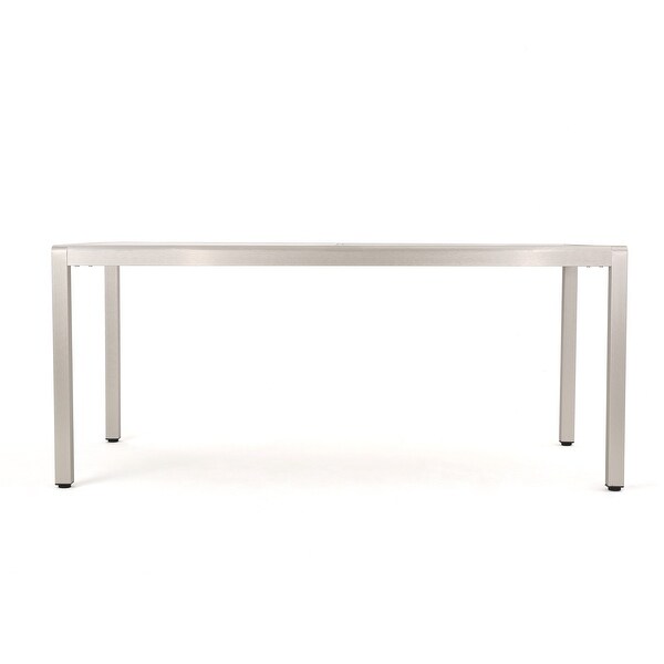 Cape Coral Outdoor Aluminum Dining Table with Tempered Glass Table Top by Christopher Knight Home