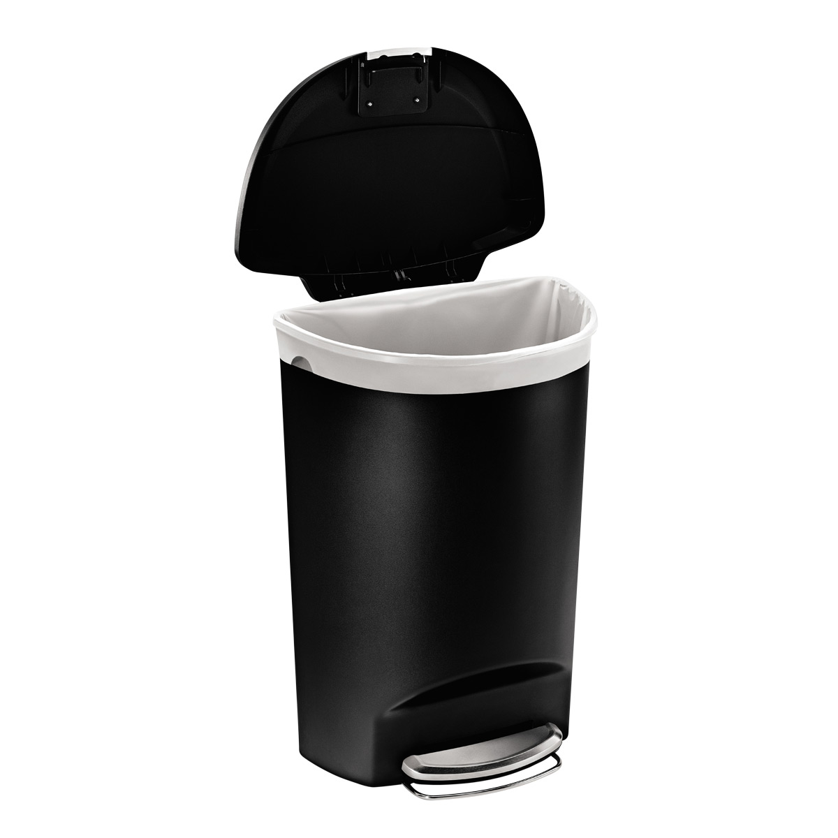 simplehuman Black 13 gal SemiRound Plastic Step Trash Can