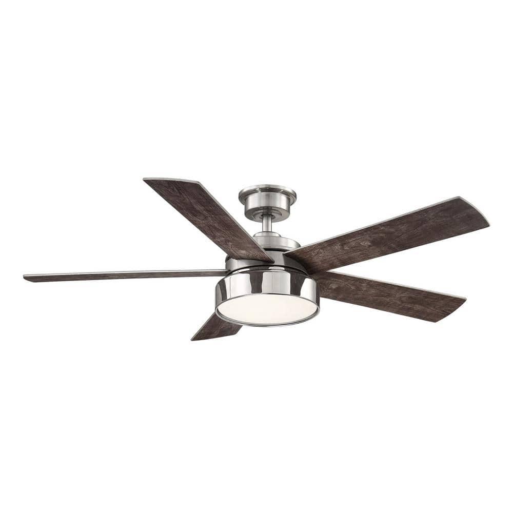 Home Decorators Collection Cherwell 52 in LED Brushed Nickel Ceiling Fan with Light