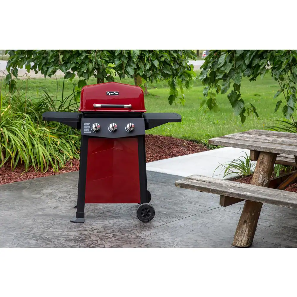 Dyna-Glo DGC310RNP-D 3-Burner Open Cart Propane Gas Grill in Red