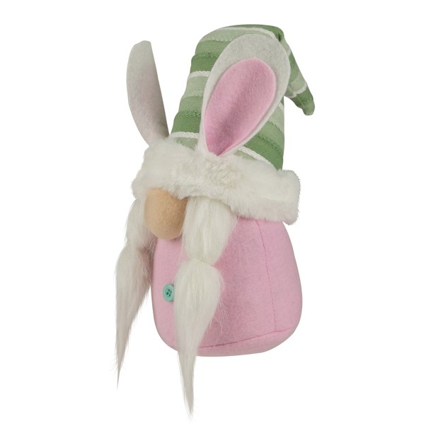 Pink And Green Gnome Girl With Bunny Ears Easter Figure