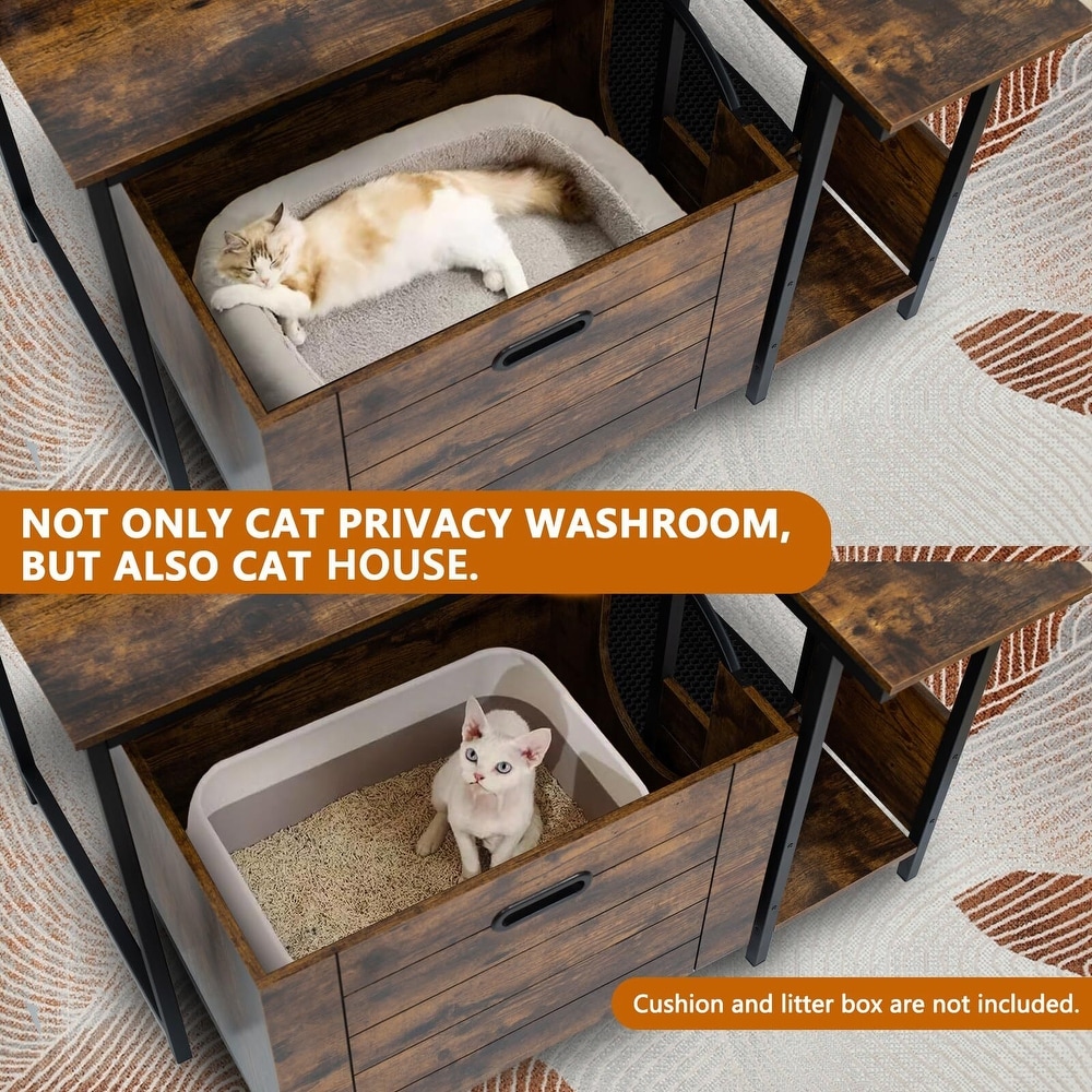 Cat Litter Box Enclosure Furniture with Flower Stand