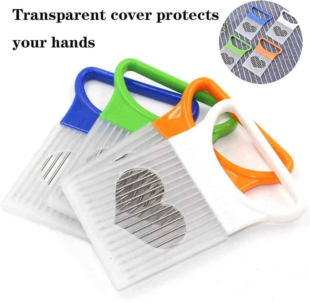 4 Pcs Onion Slicer，stainless Steel Onion Cutter Holder，vegetable Lemon Potato Tomato Slicer，meat Tenderizer Slicer Cutter For Kitchen Worker Safe Kitc
