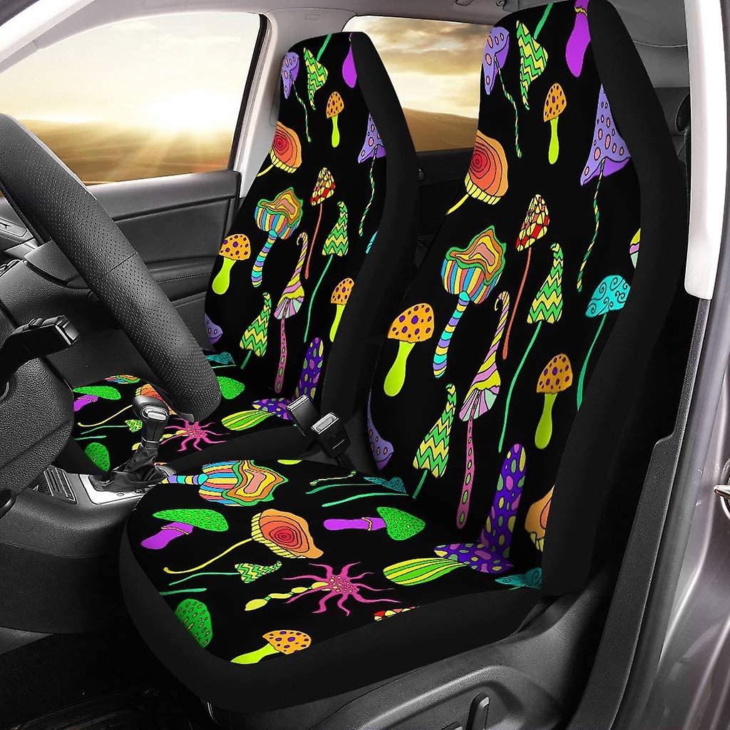 Set Of 2 Car Seat Covers Color Mushroom Universal Auto Front Seats Protector Fits For Car，suv Sedan，truck