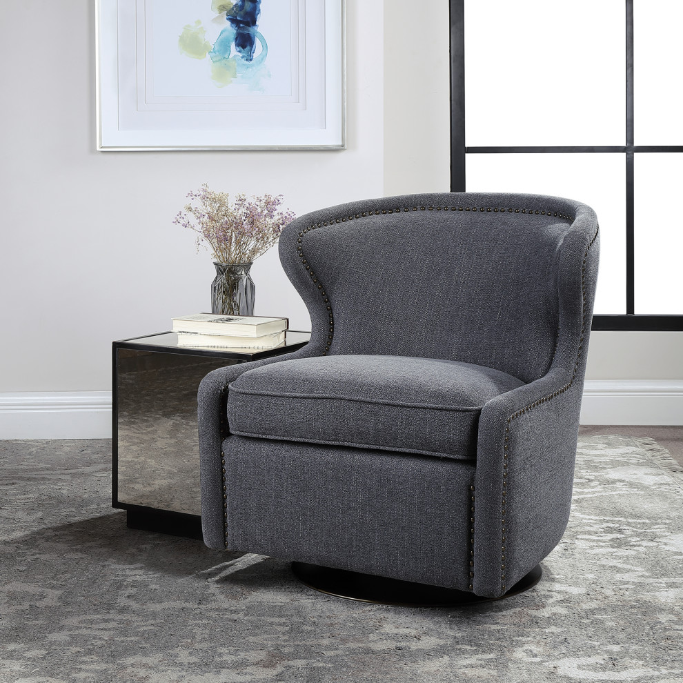 Biscay Swivel Chair   Transitional   Armchairs And Accent Chairs   by Uttermost  Houzz