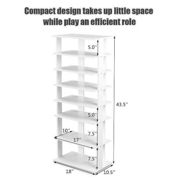 Costway Patented Wooden Shoes Storage Stand 7 Tiers Big Shoe Rack Organizer Multi shoe Rack