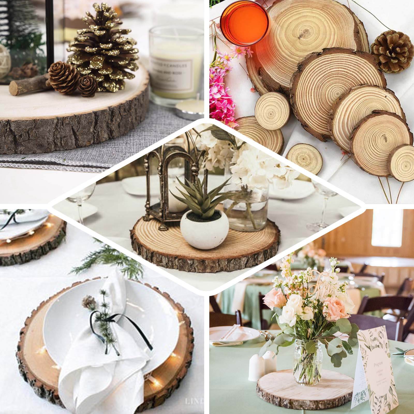 Round Rustic Wood Slices, Poplar Wood Slabs Natural Color, Table Centerpieces 12